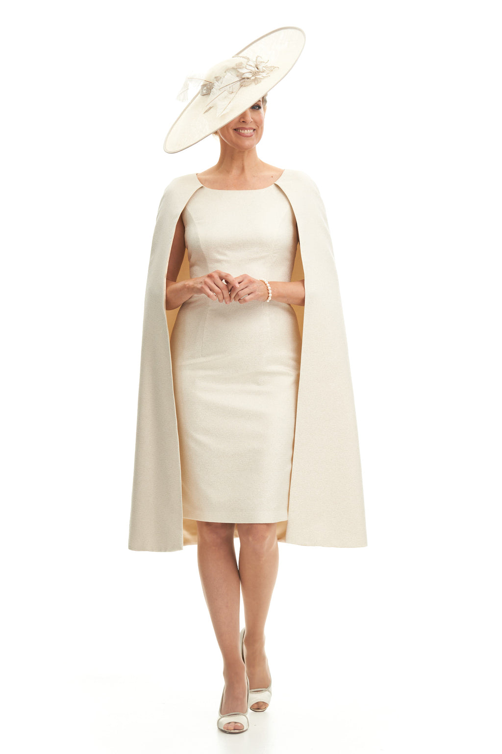 Occasion Wear - Sheath Dress with Detachable Cape