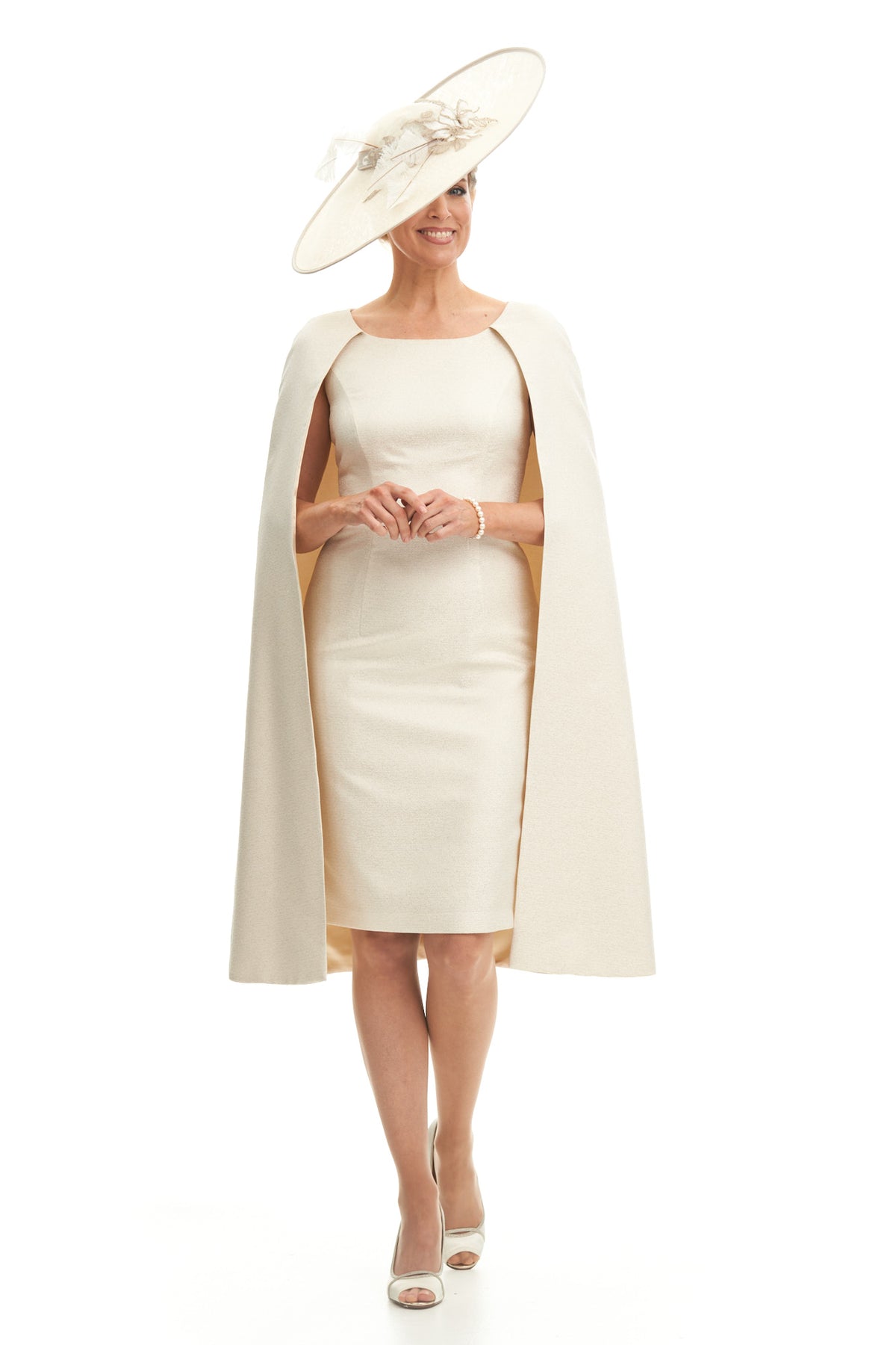Occasion Wear - Sheath Dress with Detachable Cape