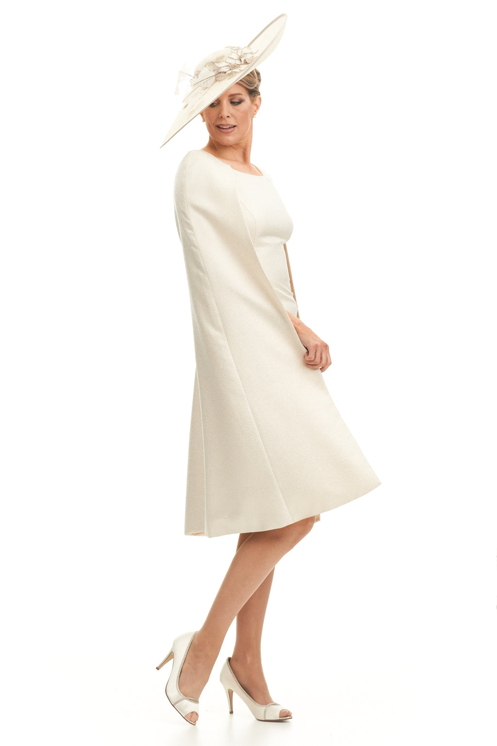Occasion Wear - Sheath Dress with Detachable Cape