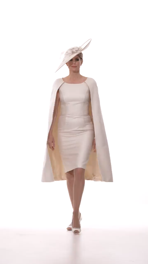 Occasion Wear - Sheath Dress with Detachable Cape