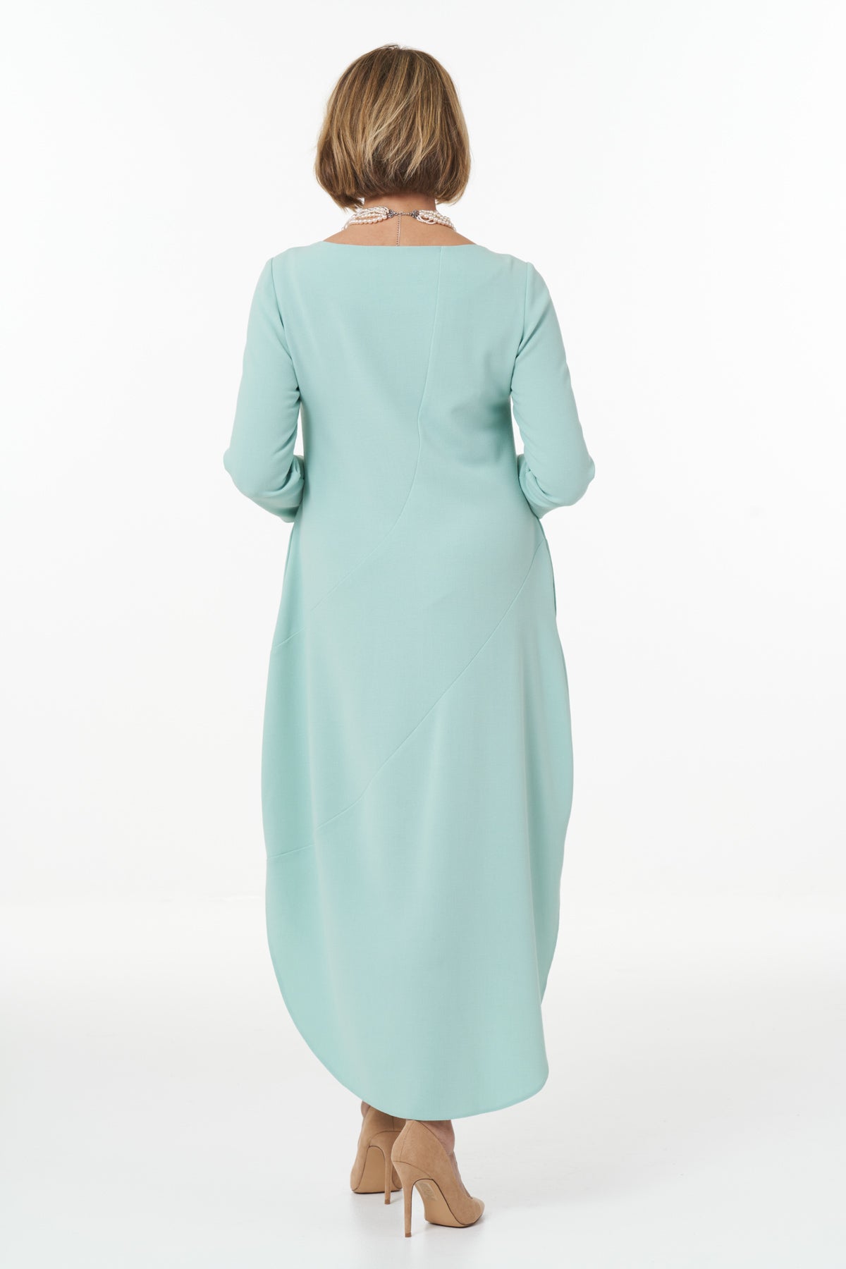 Casual Chic - Contemporary Ankle Length Dress with Shirt Tail Hem in Mint