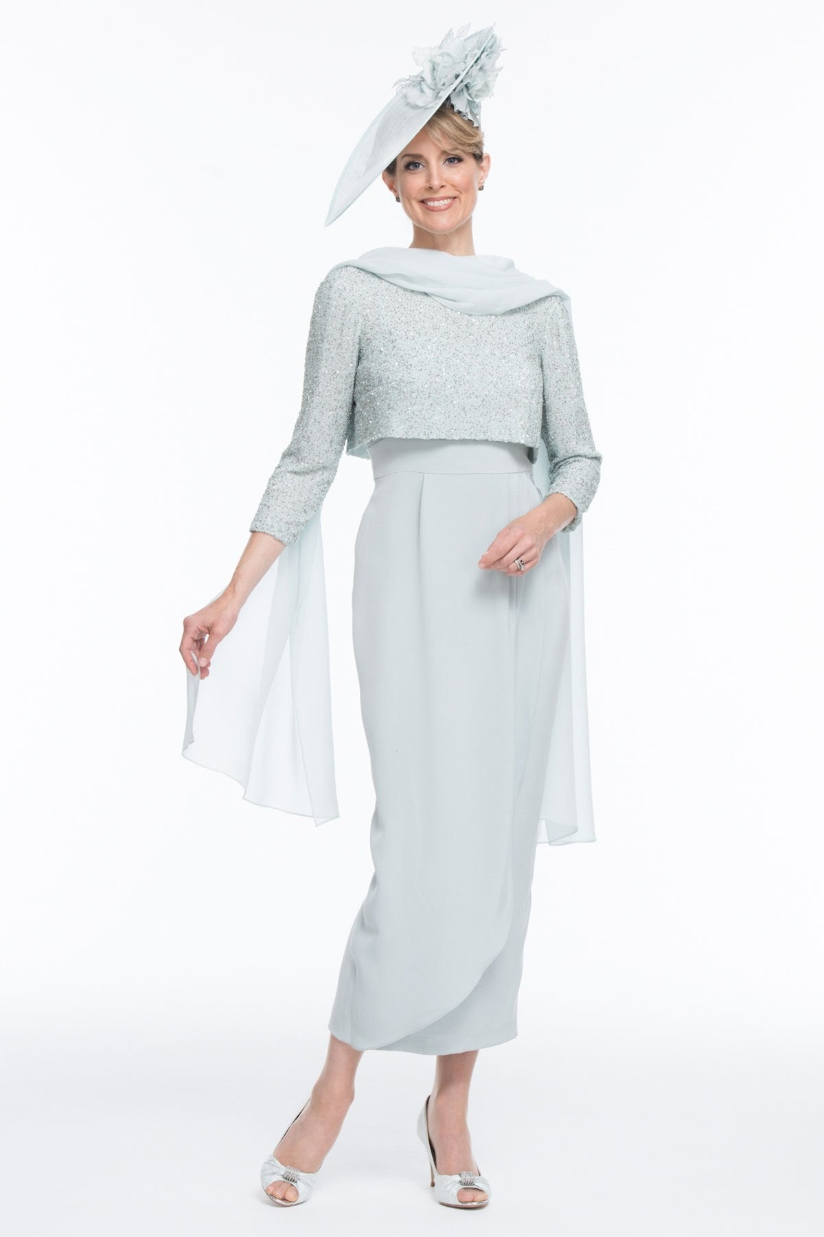 Occasion Wear - Silk Drape Front Dress and Hand Beaded Top