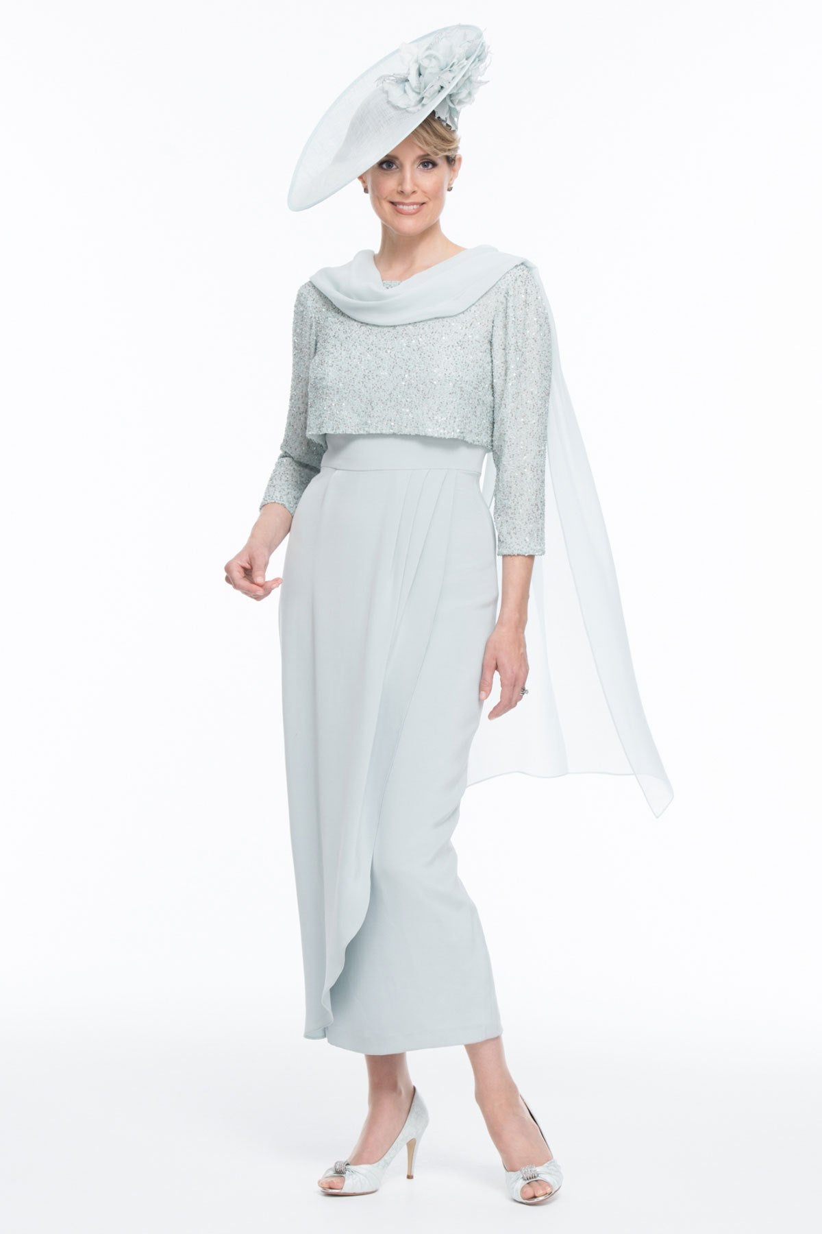 Occasion Wear - Silk Drape Front Dress and Hand Beaded Top