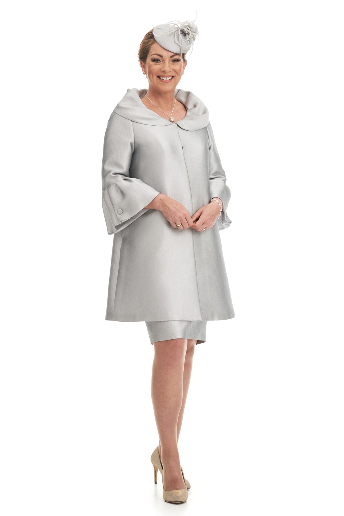 ARCHIVE SALE - Mother of the Bride or Groom SAMPLE Silk Dress and Trapeze Coat Size 16