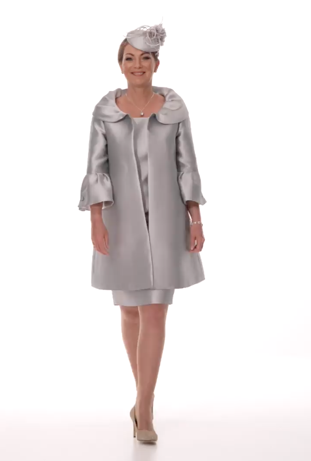 ARCHIVE SALE - Mother of the Bride or Groom SAMPLE Silk Dress and Trapeze Coat Size 16