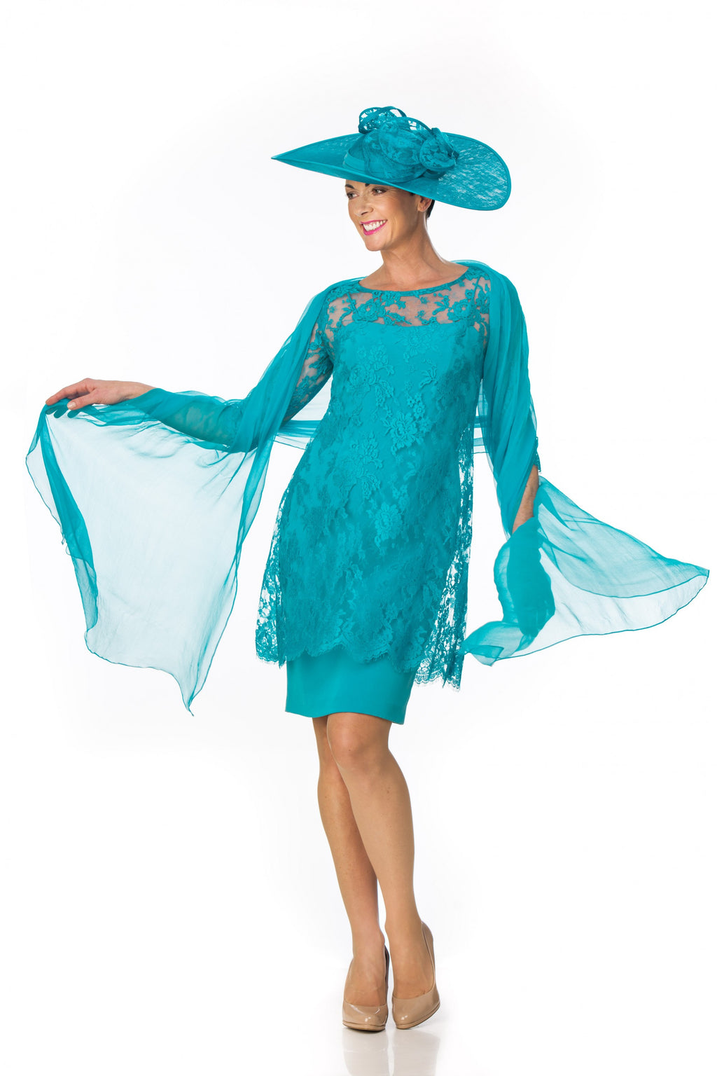 Silk dress with A-Line lace tunic