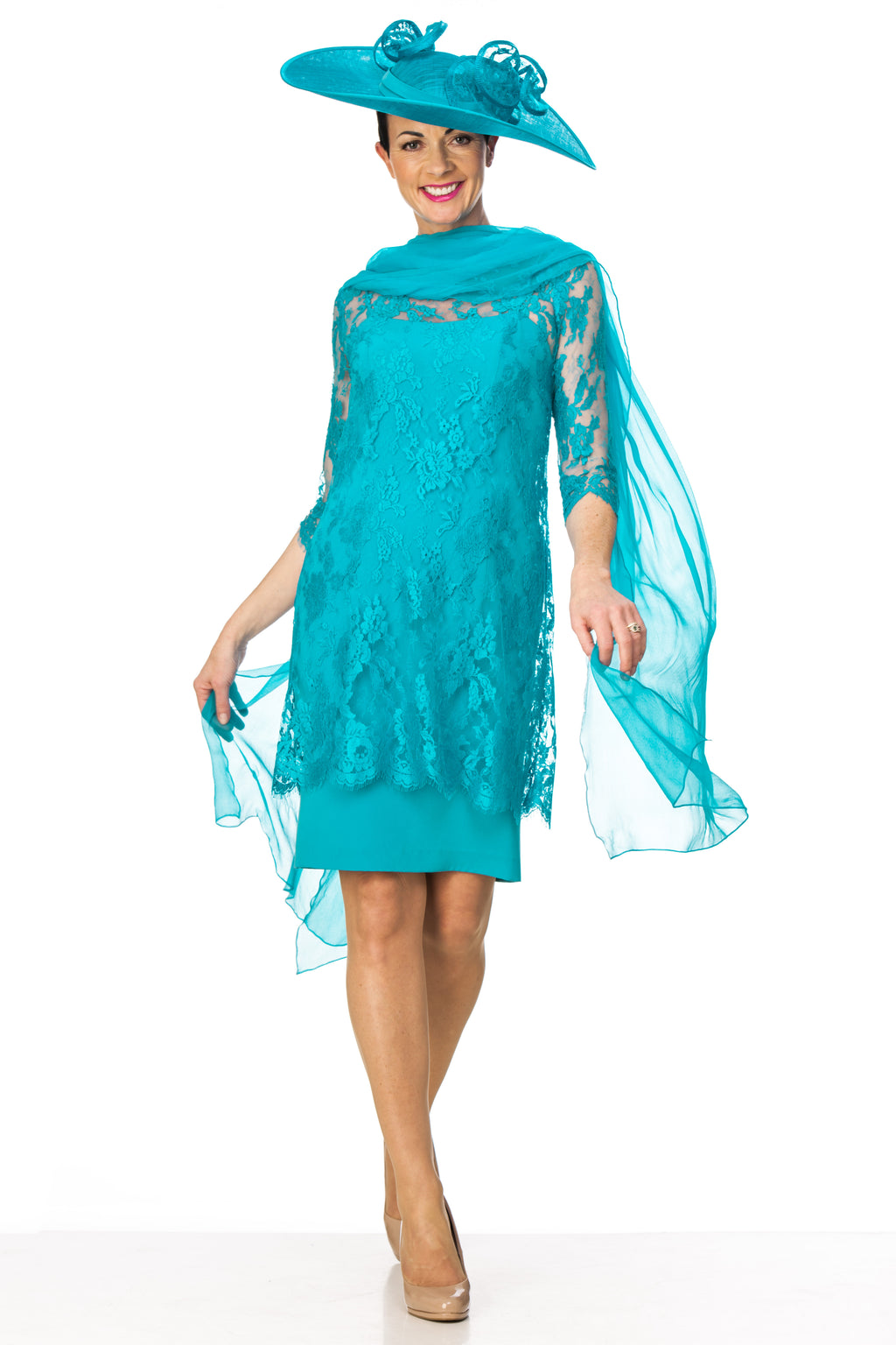 Silk dress with A-Line lace tunic
