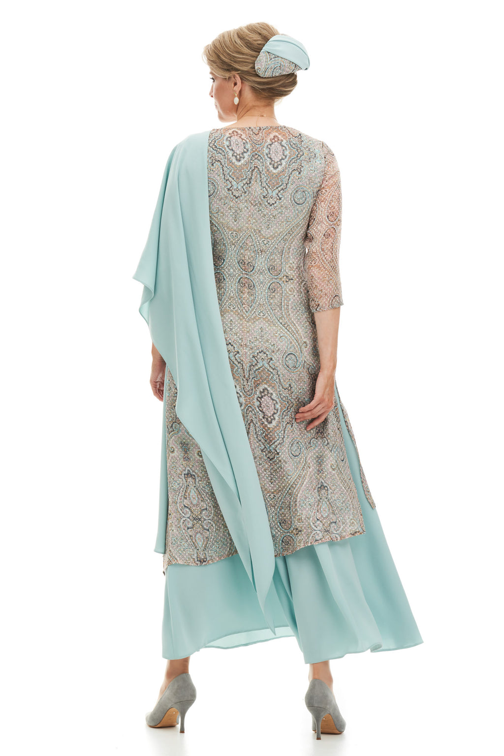 Occasion Wear - Silk Jacquard Tunic Over Palazzo Pants