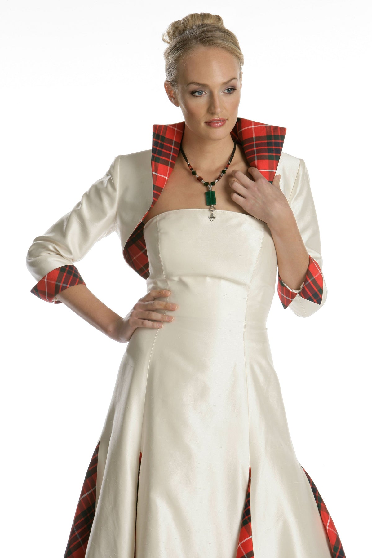 Skye Tartan Wedding Dress and Mother of the Bride/Groom Outfit