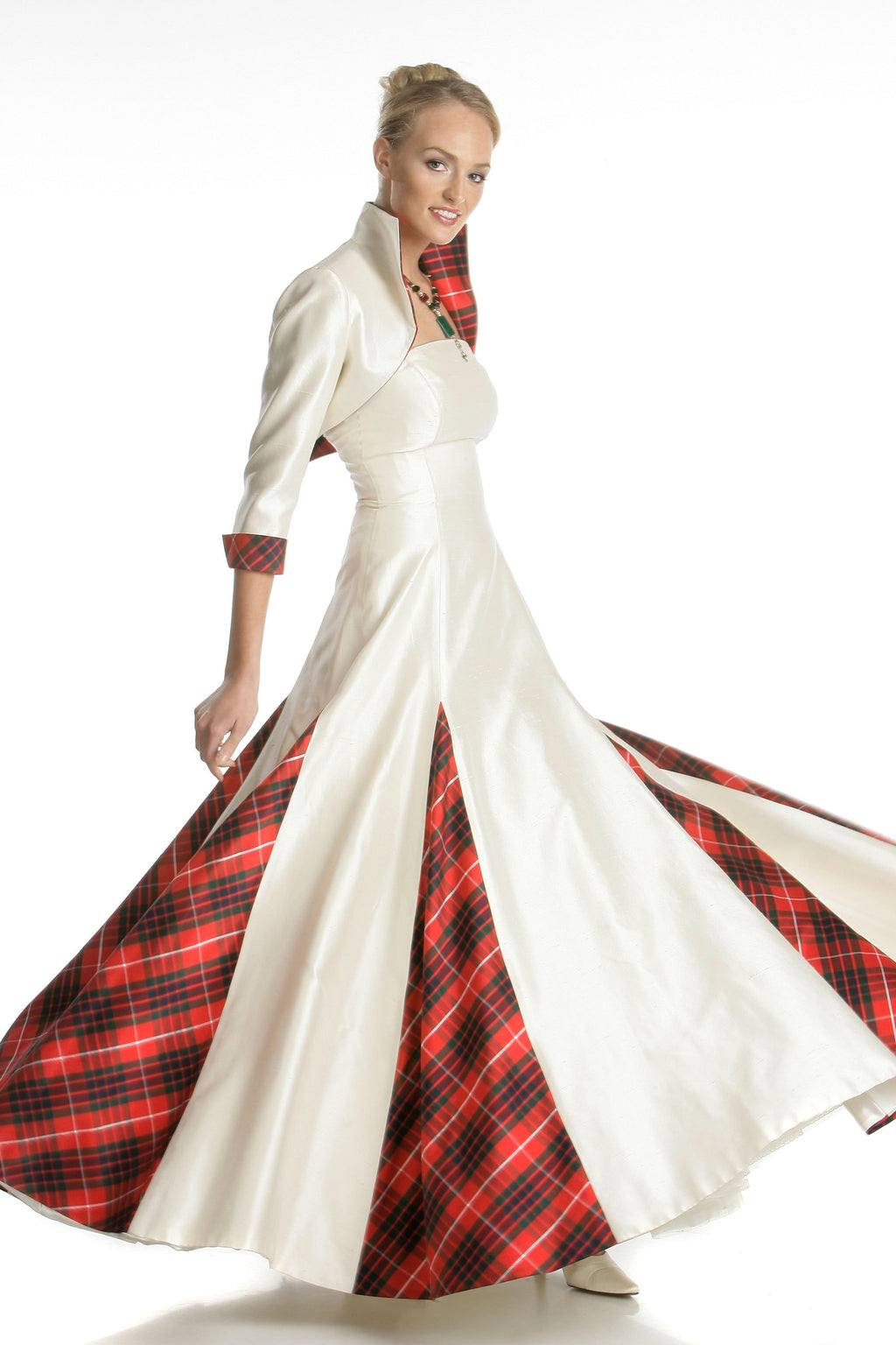 Skye Tartan Wedding Dress and Mother of the Bride/Groom Outfit