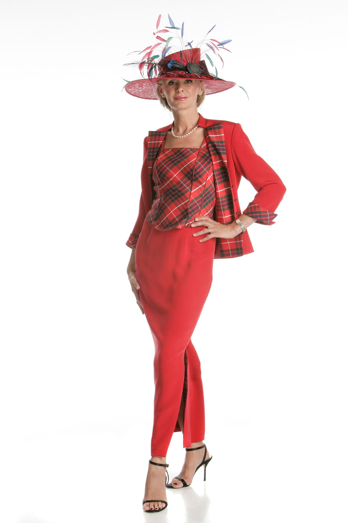Skye Tartan Wedding Dress and Mother of the Bride/Groom Outfit