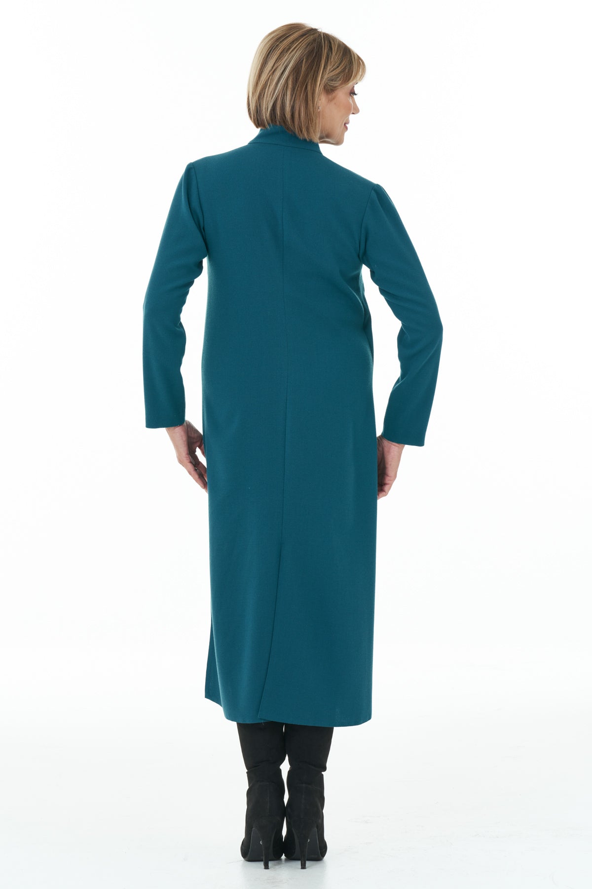 Casual Chic - Stand Collar Wrap Long Dress in Teal