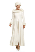 Swing Coat with Detachable Fur Collar and Cuffs