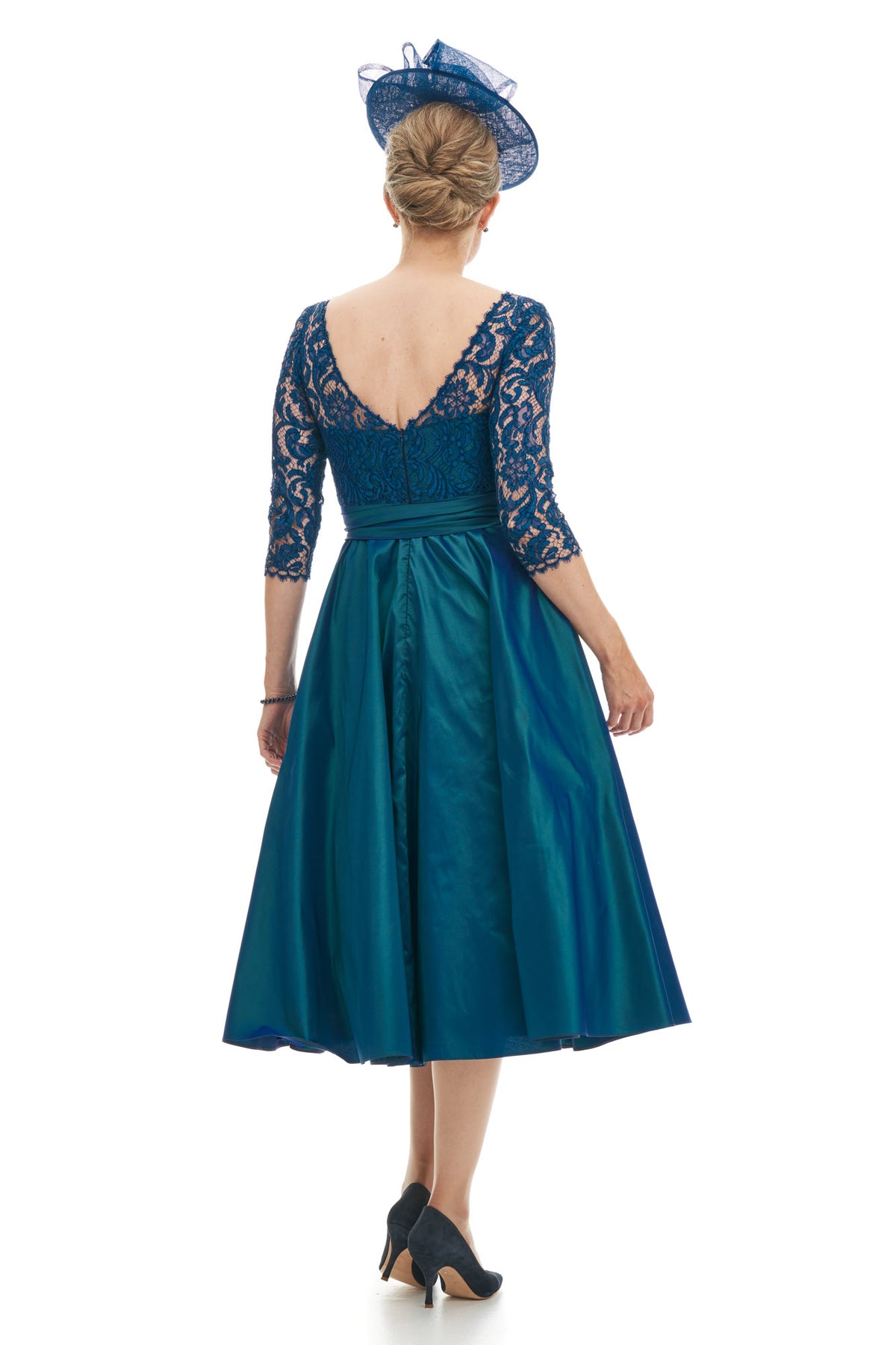 Occasion Wear - Taffeta and Lace Tea Length 50’s Circular Skirt Dress