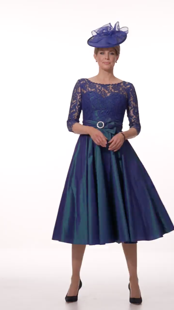 Occasion Wear - Taffeta and Lace Tea Length 50’s Circular Skirt Dress
