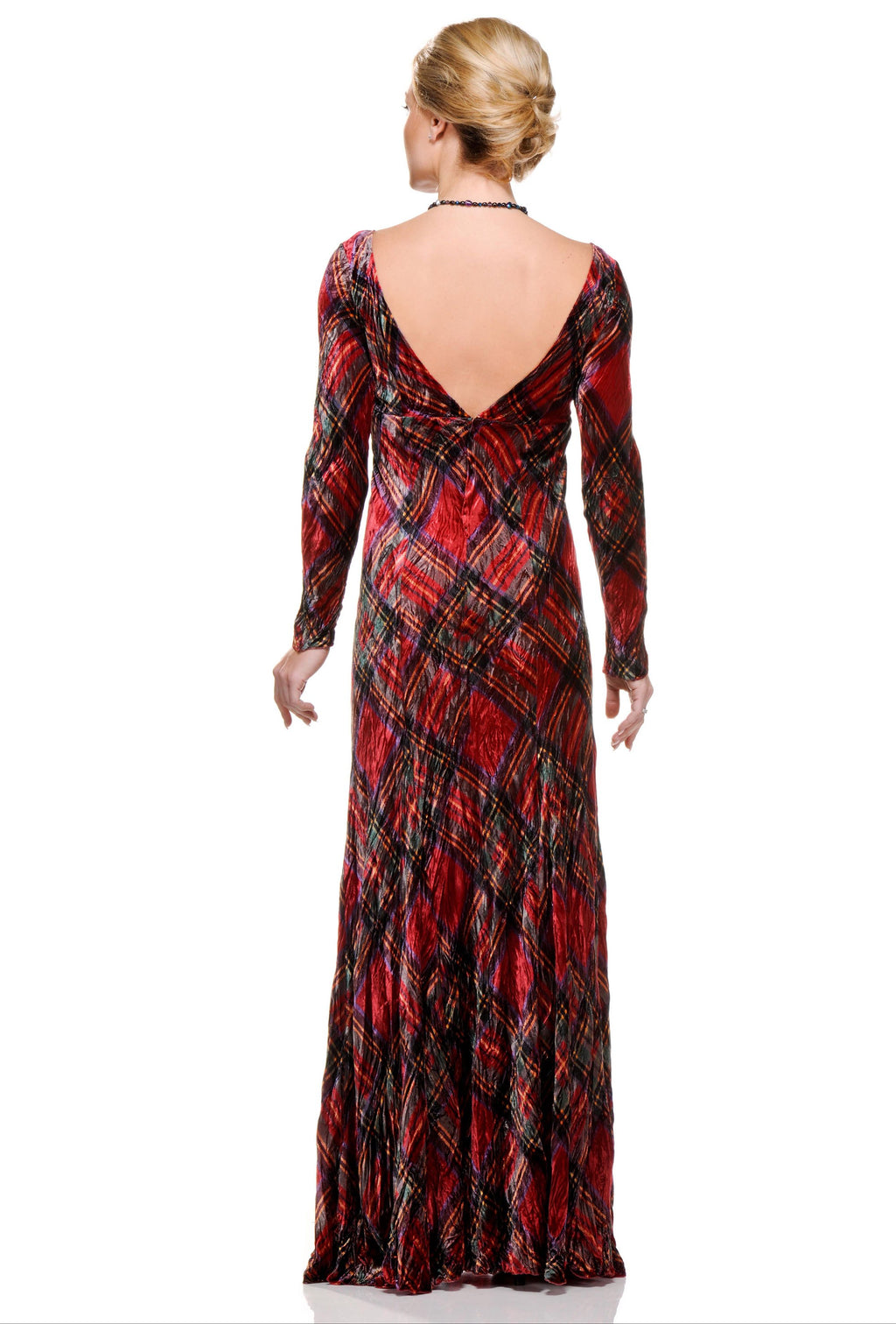 Tartan Collection Long Velvet Dress