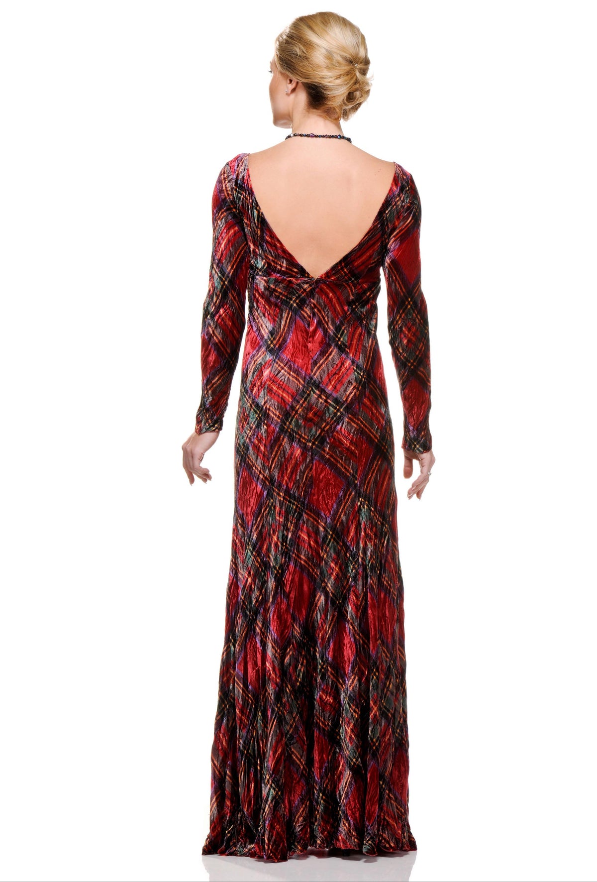 Tartan Collection Long Velvet Dress