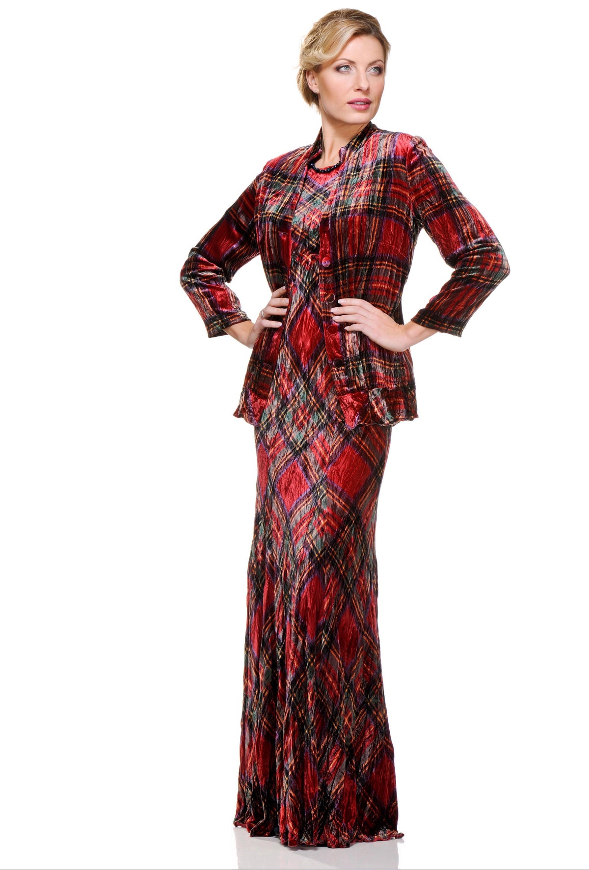 Tartan Collection Long Velvet Dress