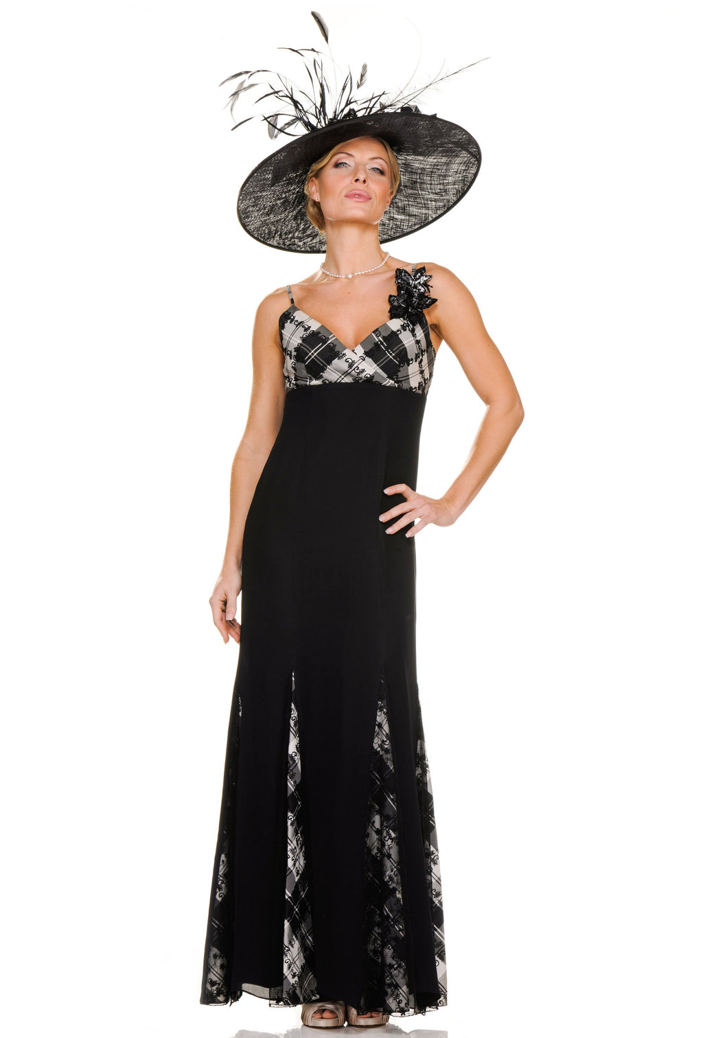 Black evening dress with Touch of Tartan