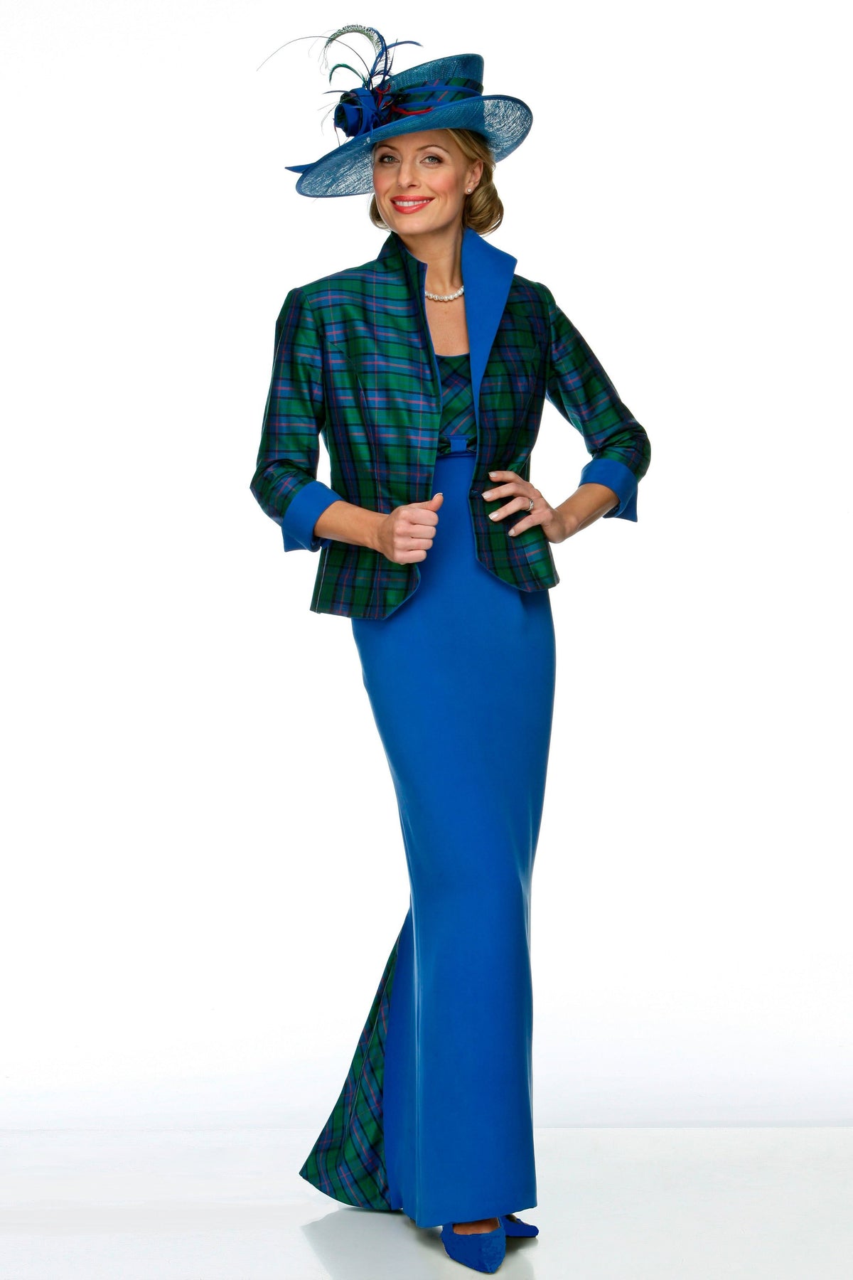 Tartan Jacket with Straight Empire Line Dress
