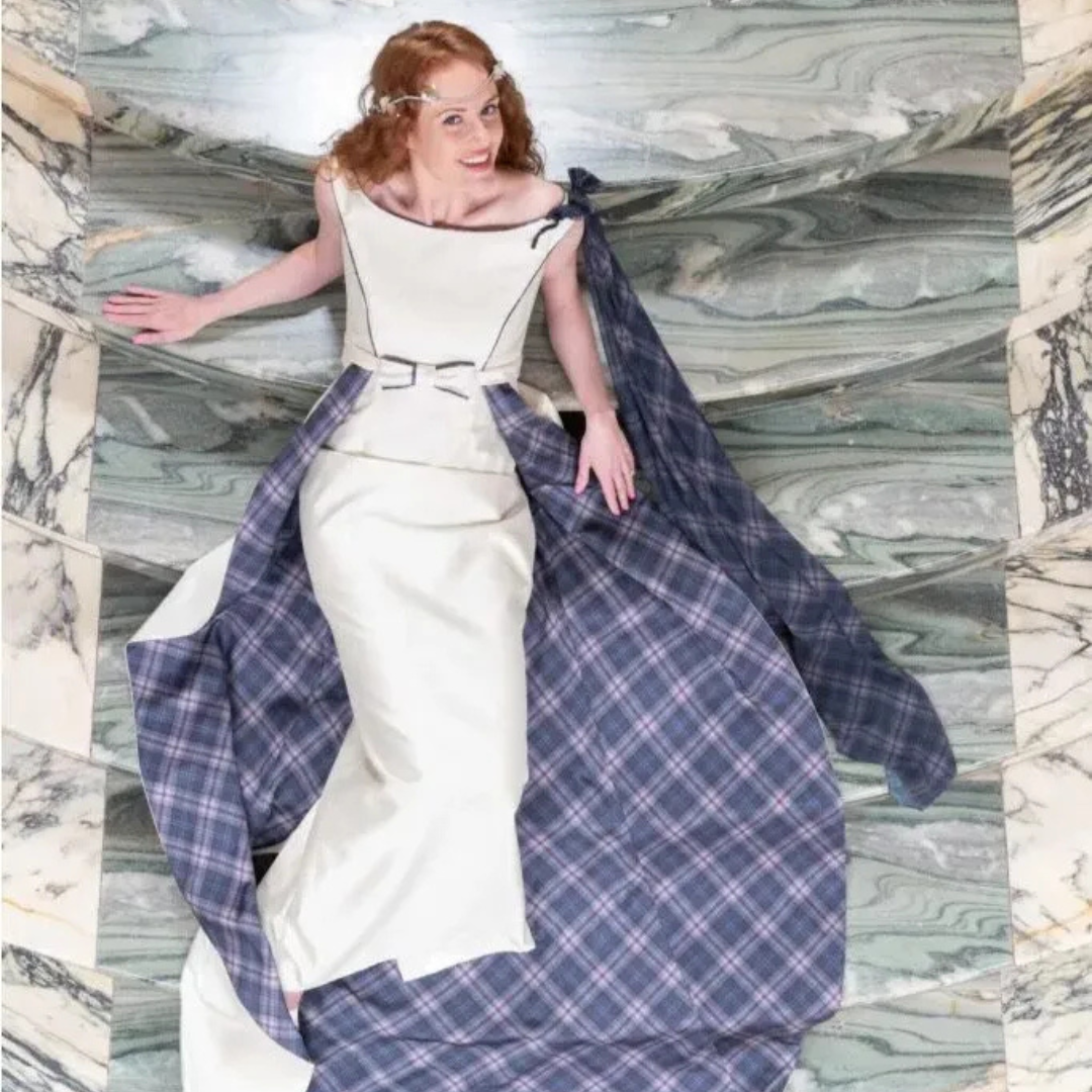 Tartan Bride on Stairs
