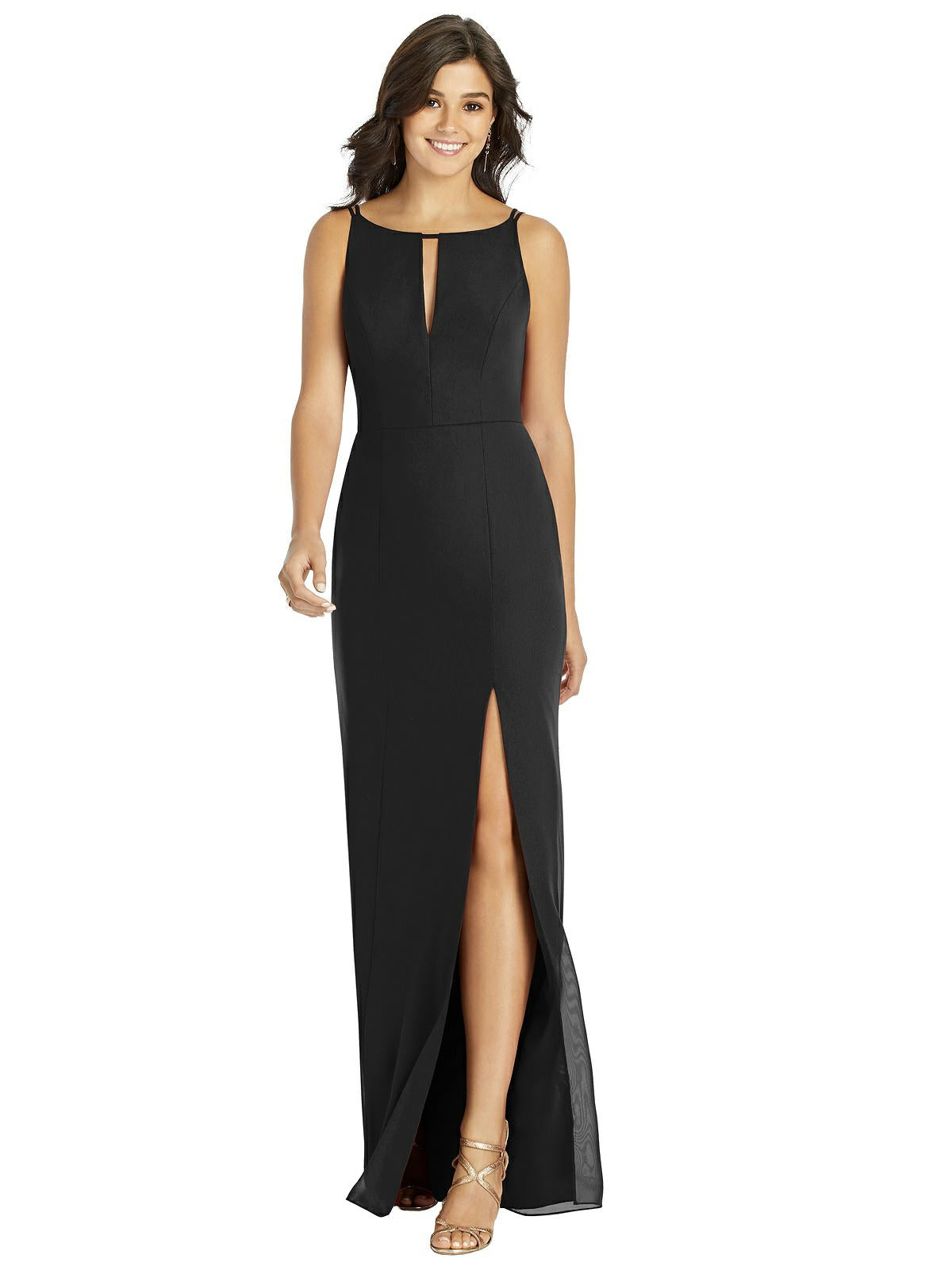 SALE Floor Length Black Matte Chiffon