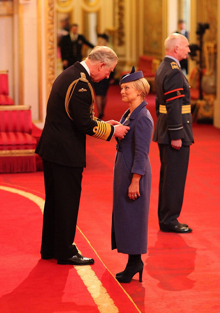 Wool Crepe Coat over Corded Metallic Lace Dress