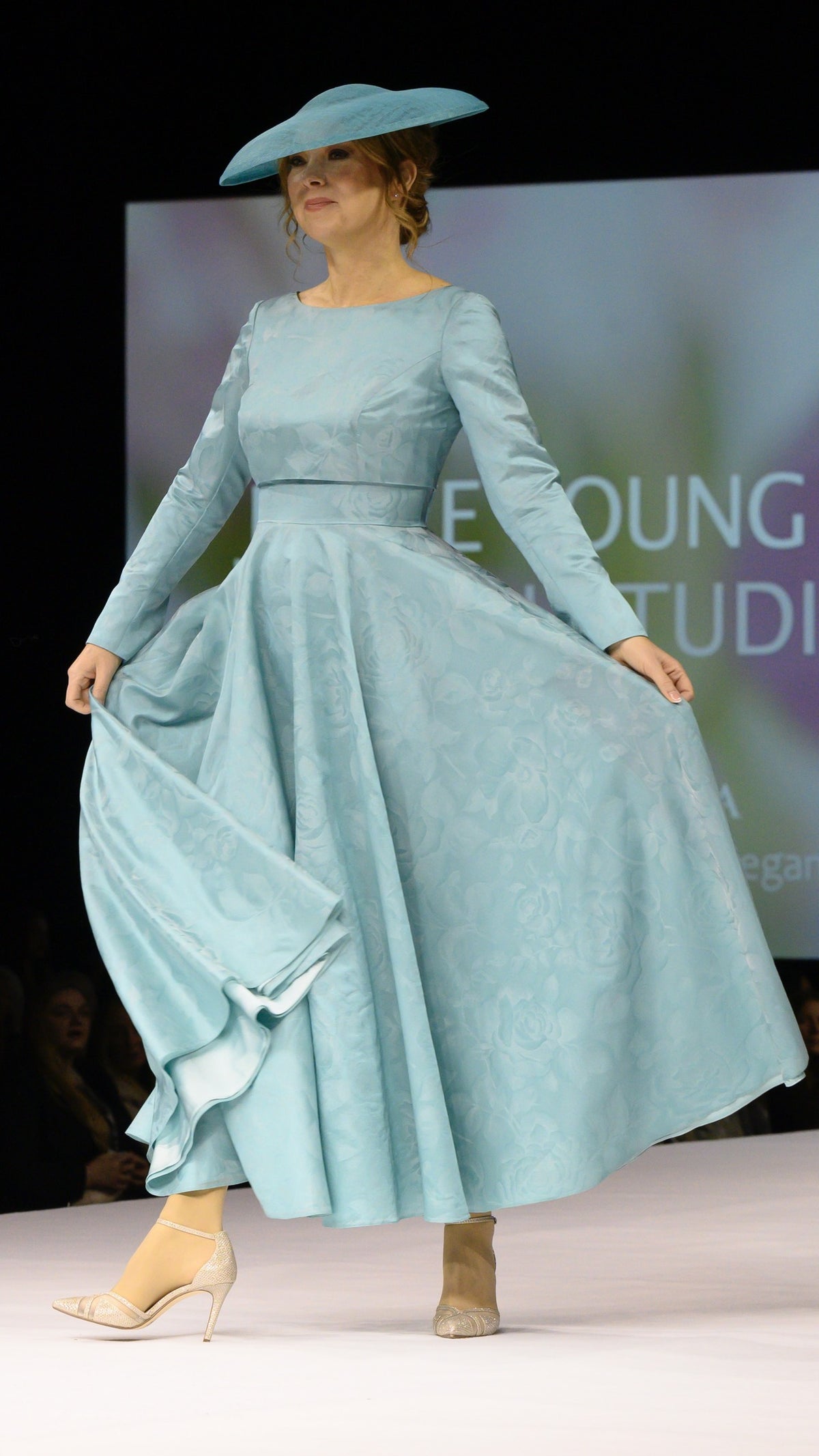 Couture - 1950's Inspired Dress with Circle Skirt in Unique Jacquard