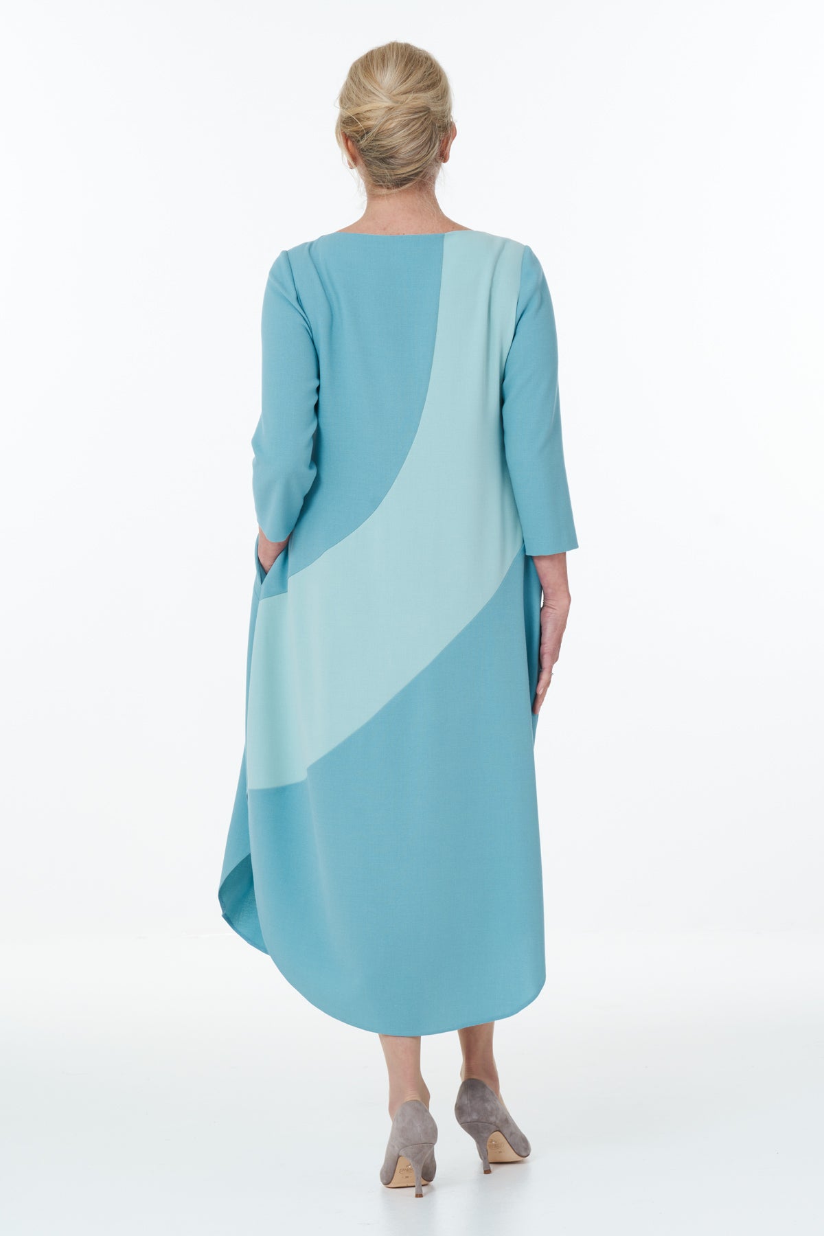 Occasion Wear - Colour Block Dress in Duck Egg and Mint