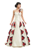 Tartan Waterfall Panelled Ivory Wedding Dress