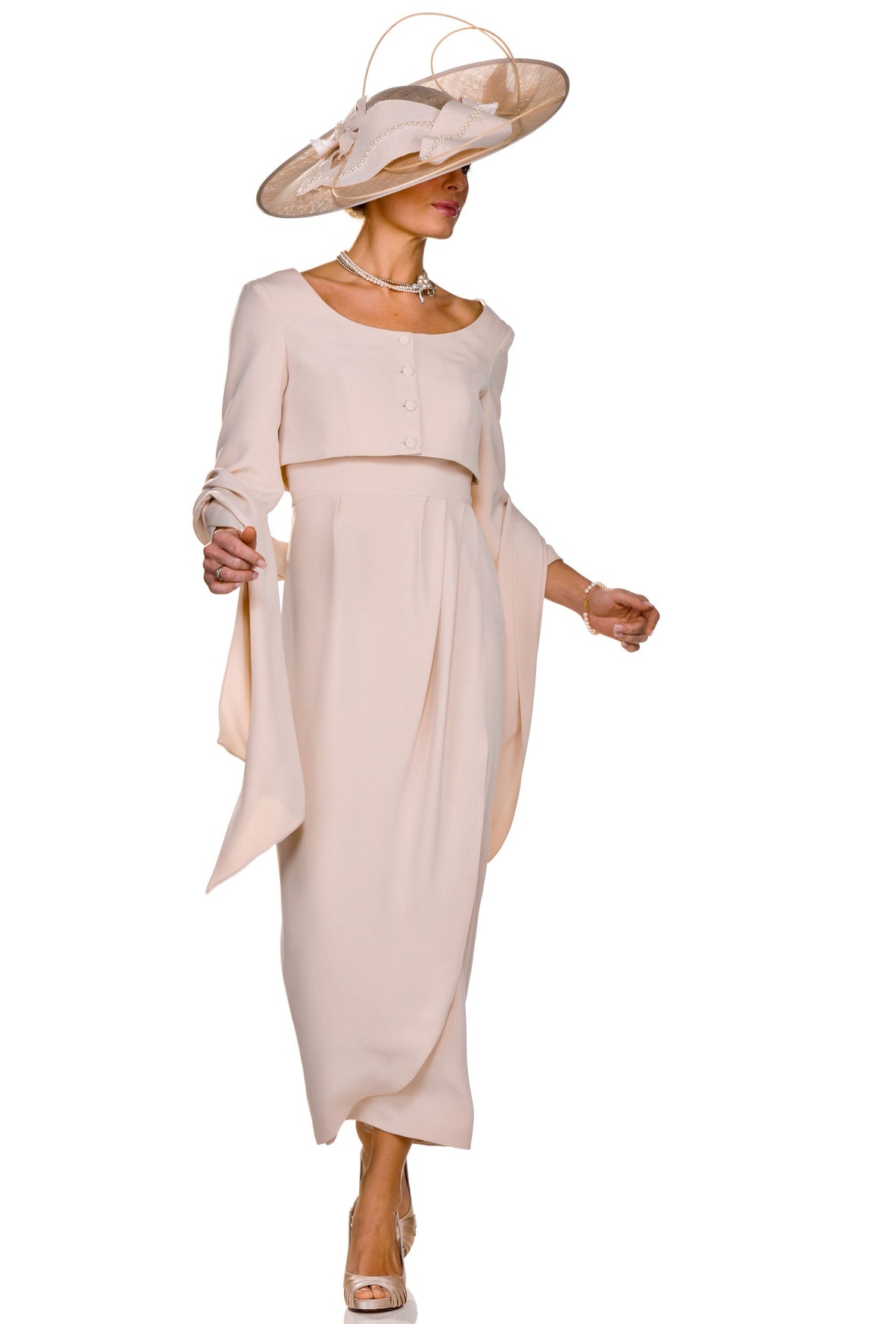 Flattering Silk Dress, Jacket and Stole Outfit