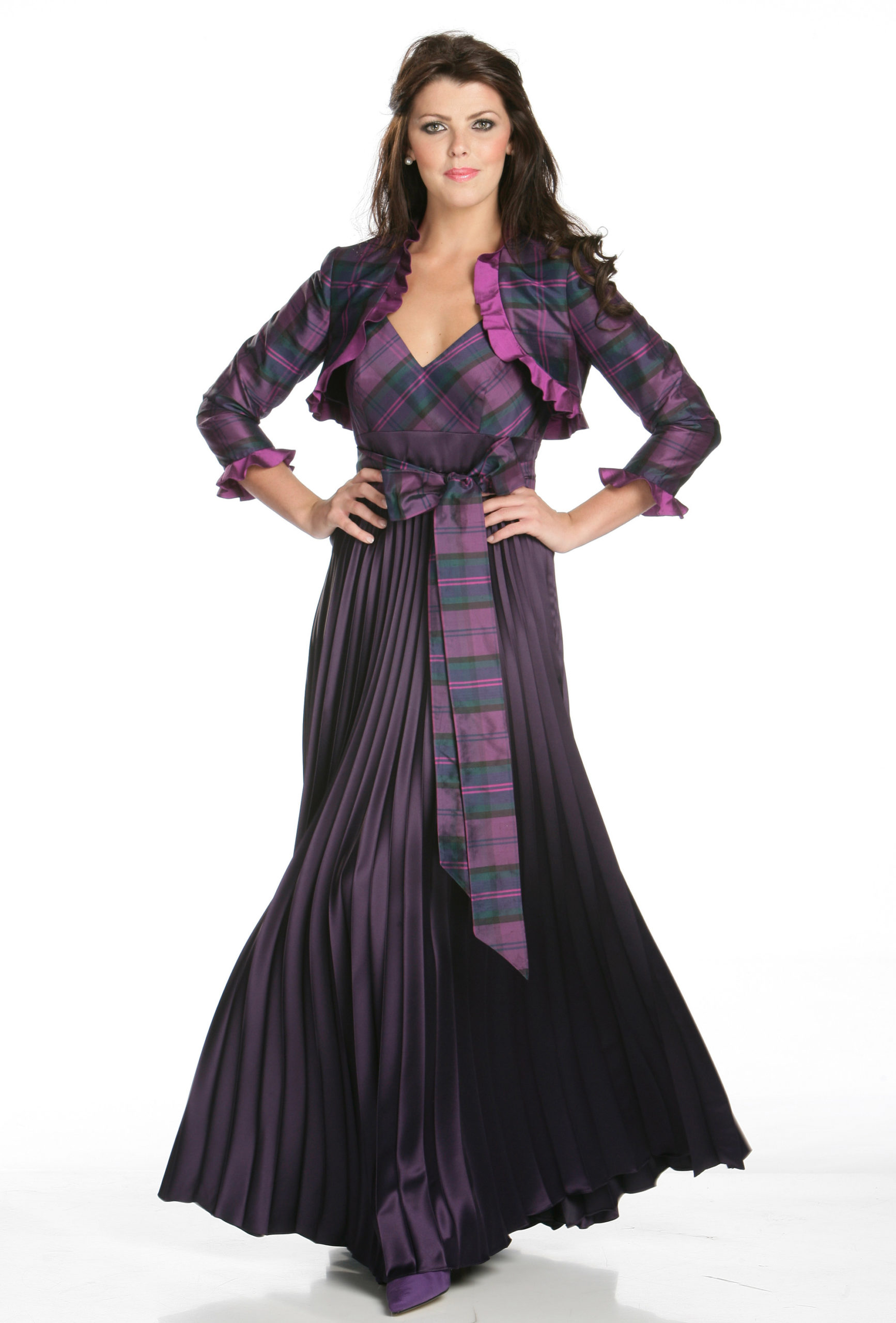 Heather Tartan Evening Dress Joyce Young London Glasgow