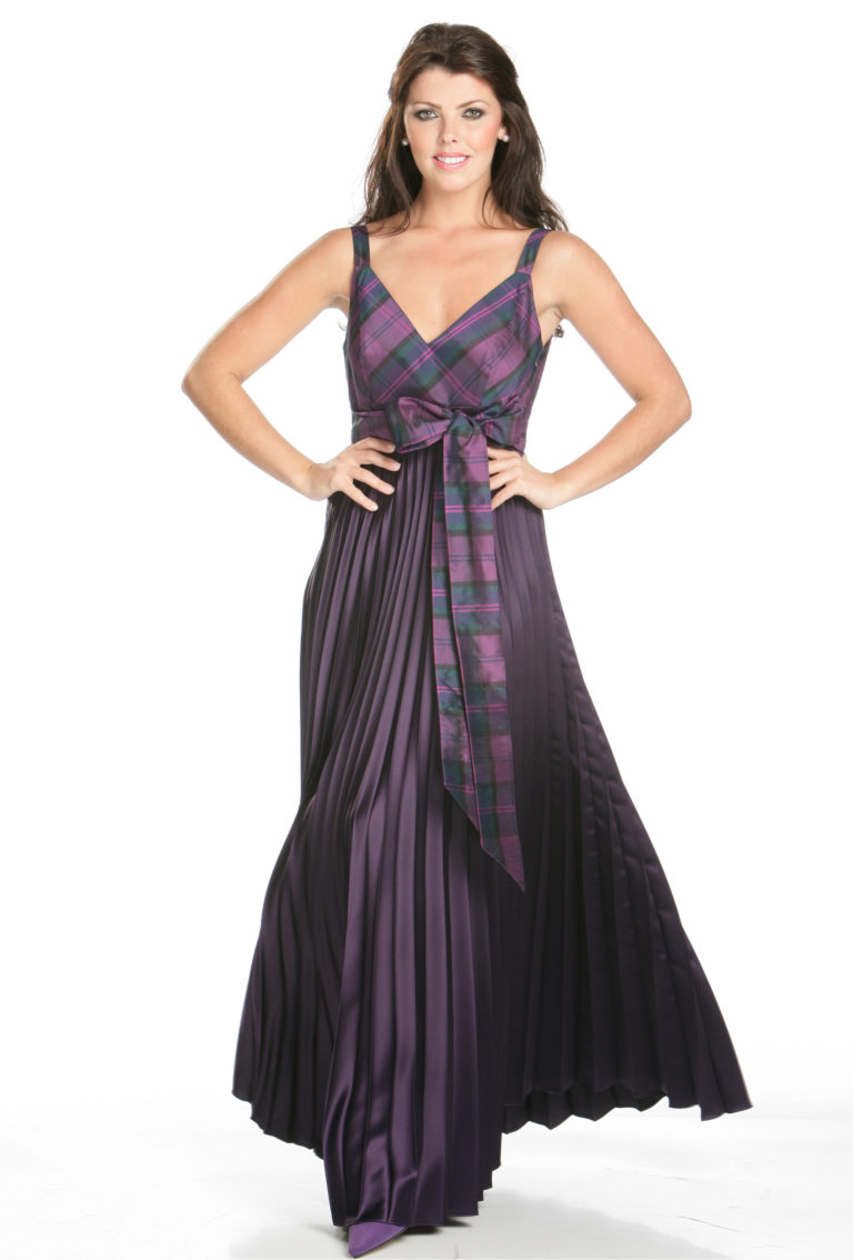 Heather | Tartan Evening Dress | Joyce Young London Glasgow